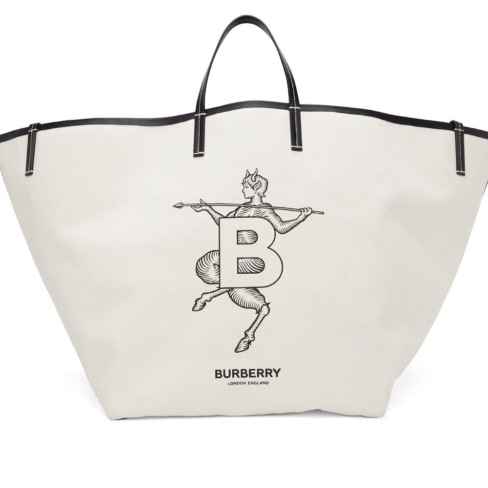 Burberry White Mythical Alphabet B' Faun Tote - Picture 2 of 4